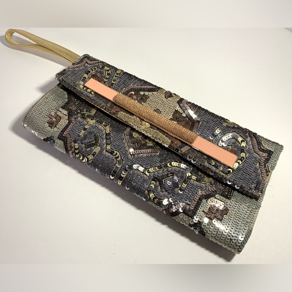 Rene Caovilla Crystal-Embellished Rectangular Clutch Gold Small HandBag Purse - Picture 3 of 9